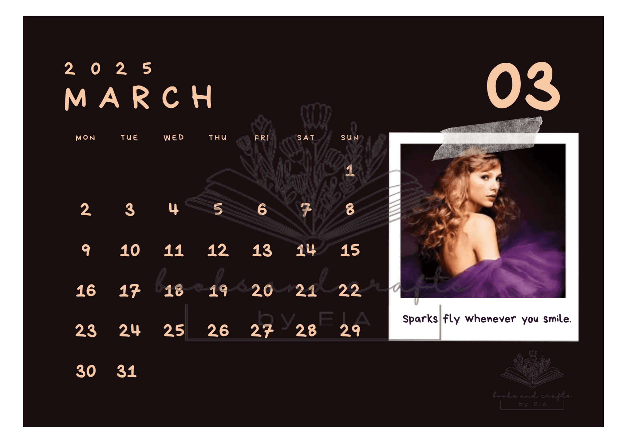 Taylor Swift 2025 Calendarbooksandcraftsbyeia - Raket.ph for Taylor Swift Poster 2025 Calendar Printable