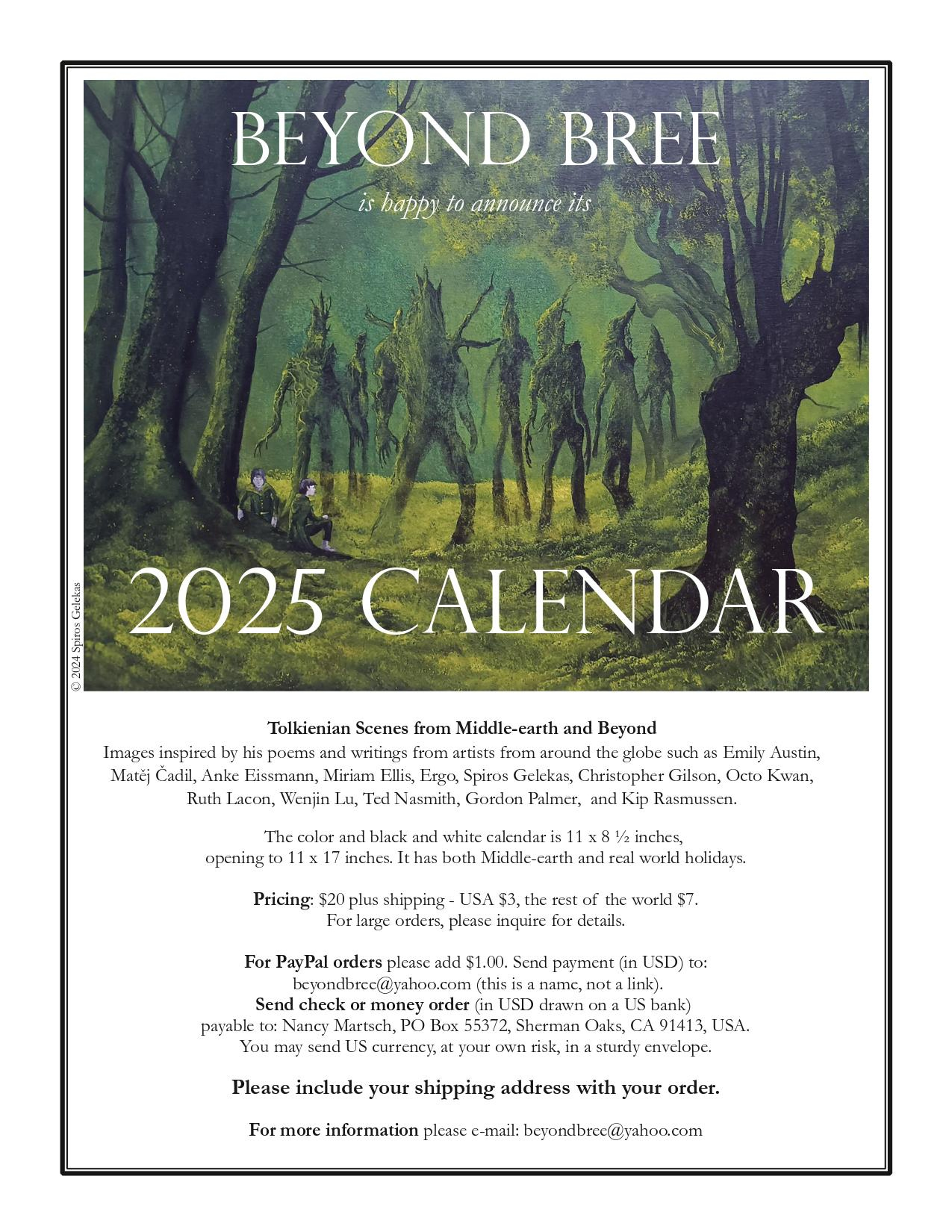 Tcg - Beyond Bree 2025 Calendar with Tolkien 2025 Calendar Printable