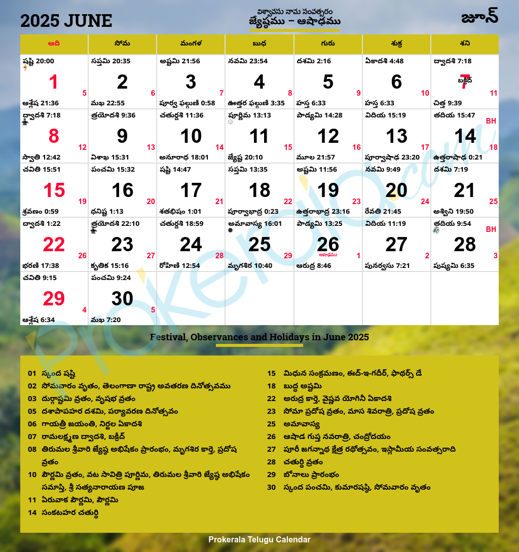 Telugu Calendar 2025, June inside New York Telugu Calendar June 2025