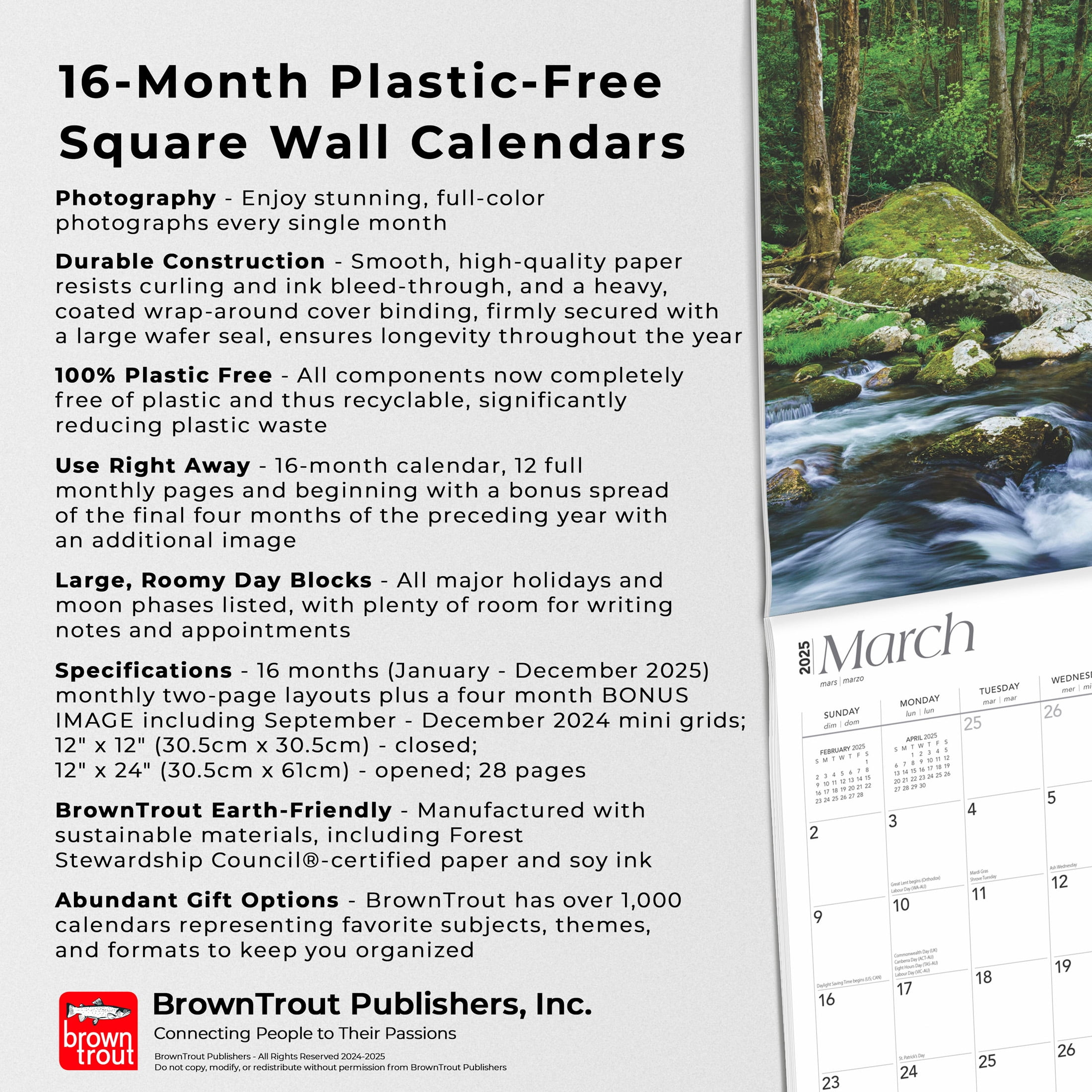 Tennessee Wild &amp;amp; Scenic | 2025 12X24&amp;quot; (Hanging) Wall Calendar | Browntrout intended for Tennessee Wild And Scenic 2025 Calendar Printable