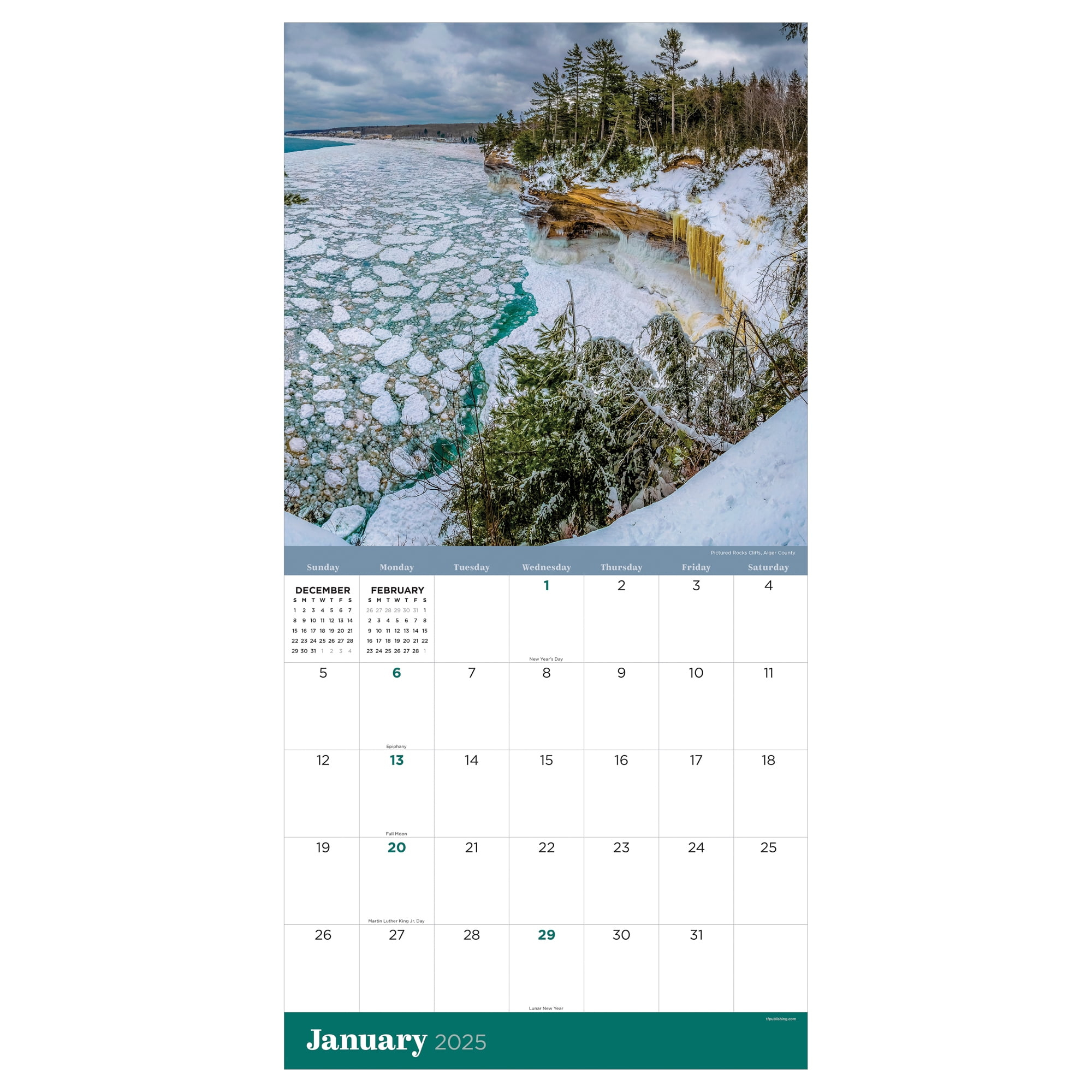 Tf Publishing, Michigan 2025 Wall Calendar throughout Michigan Coast 2025 Calendar Printable