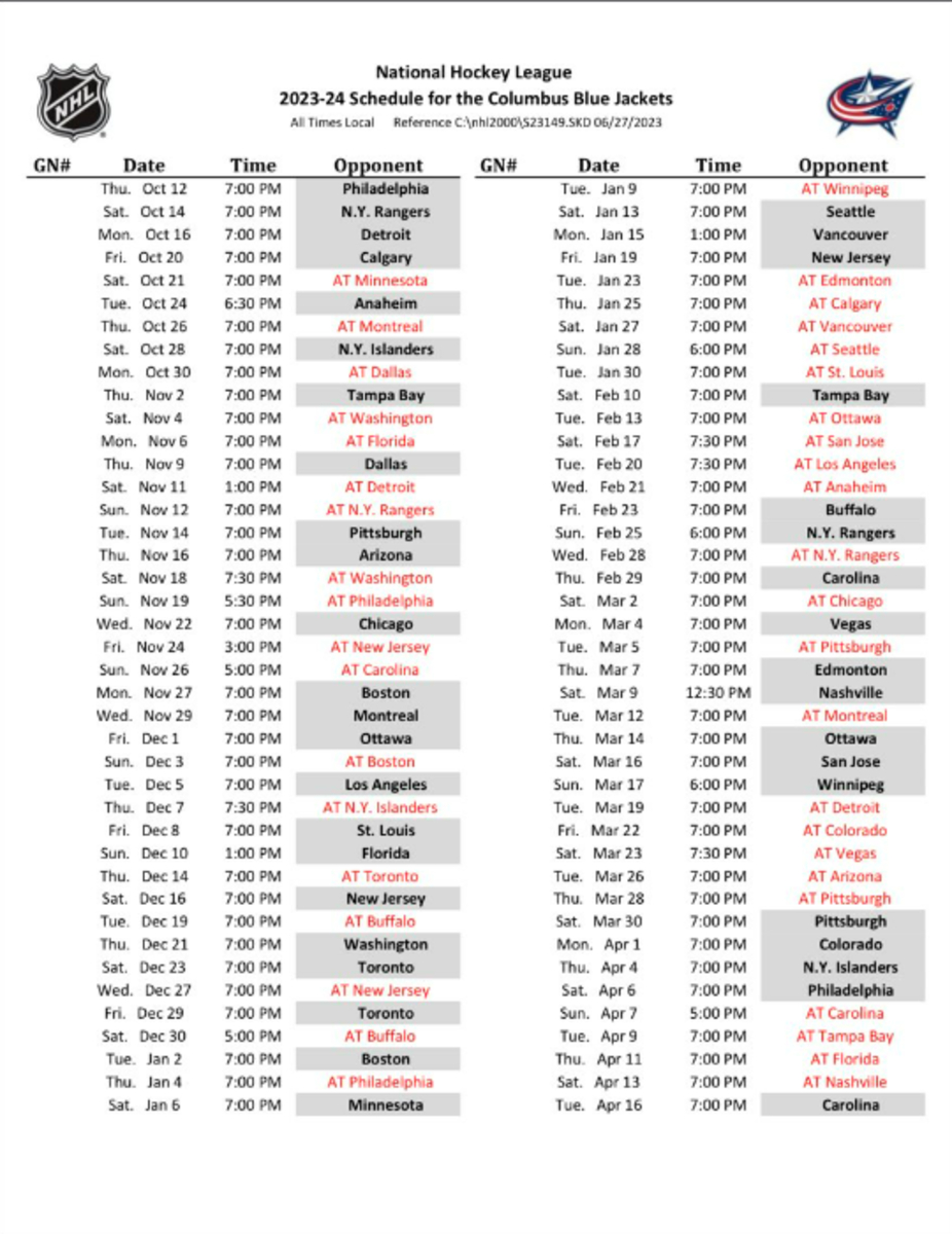 The 2023-24 Blue Jackets Schedule Has Been Released - The Hockey for Nhl Columbus Blue Jackets 2025 Calendar Printable