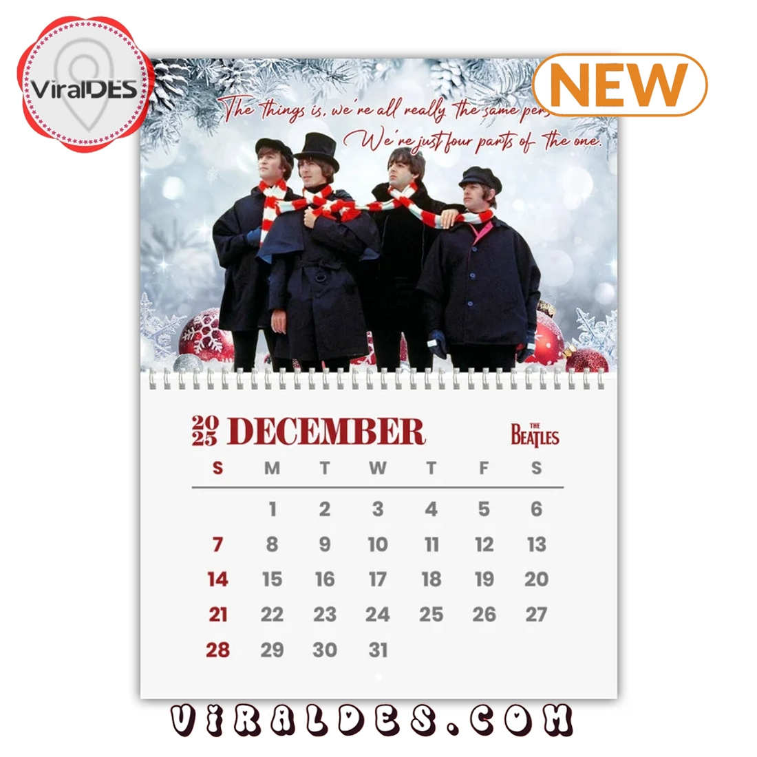 The Beatles Band 2025 New Year Calendar - Viraldes Store throughout Beatles 2025 Calendar Printable