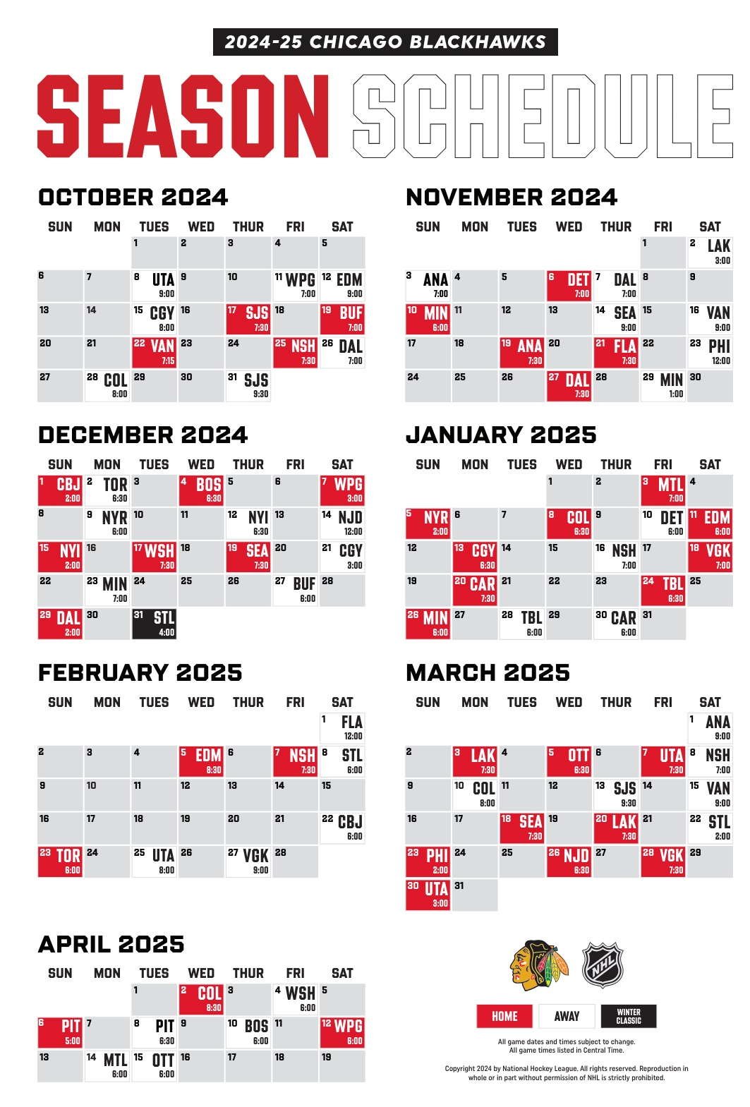The Blackhawks 2024-25 Schedule Is Out! (Let&amp;#039;S Break It Down with Nhl Chicago Blackhawks 2025 Calendar Printable