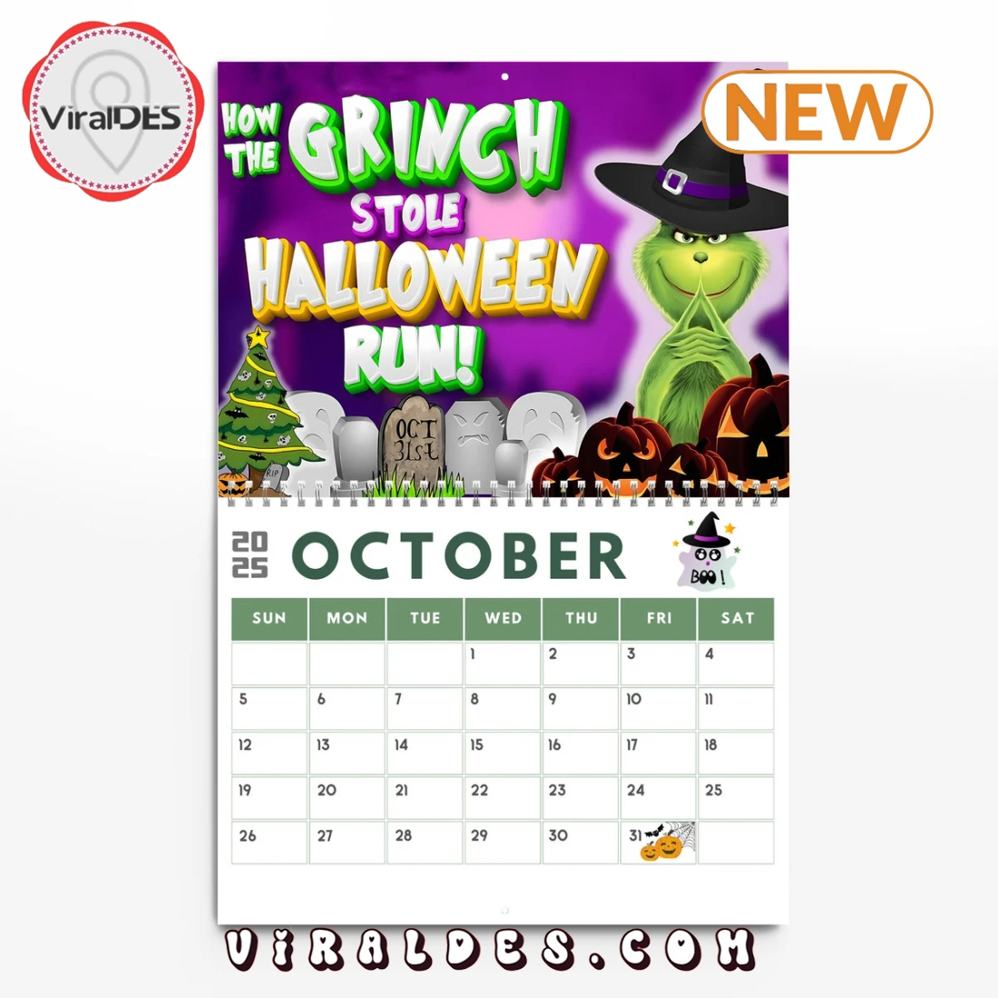 The Grinch Christmas 2025 New Year Calendar - Viraldes Store within Boo 2025 Calendar Printable