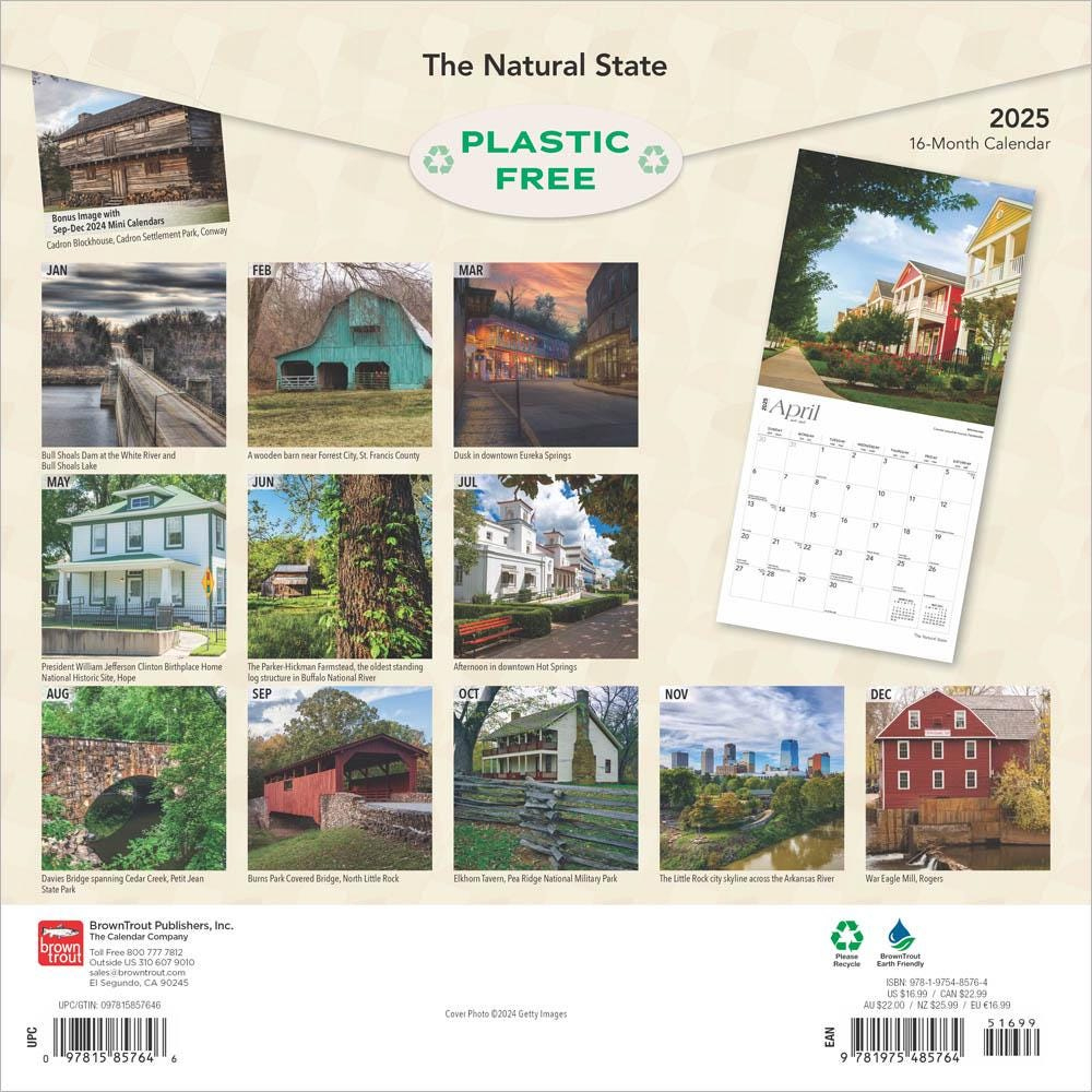 The Natural State | Arkansas Places 2025 12 X 24 Inch Monthly throughout Natural State Arkansas Places 2025 Calendar Printable