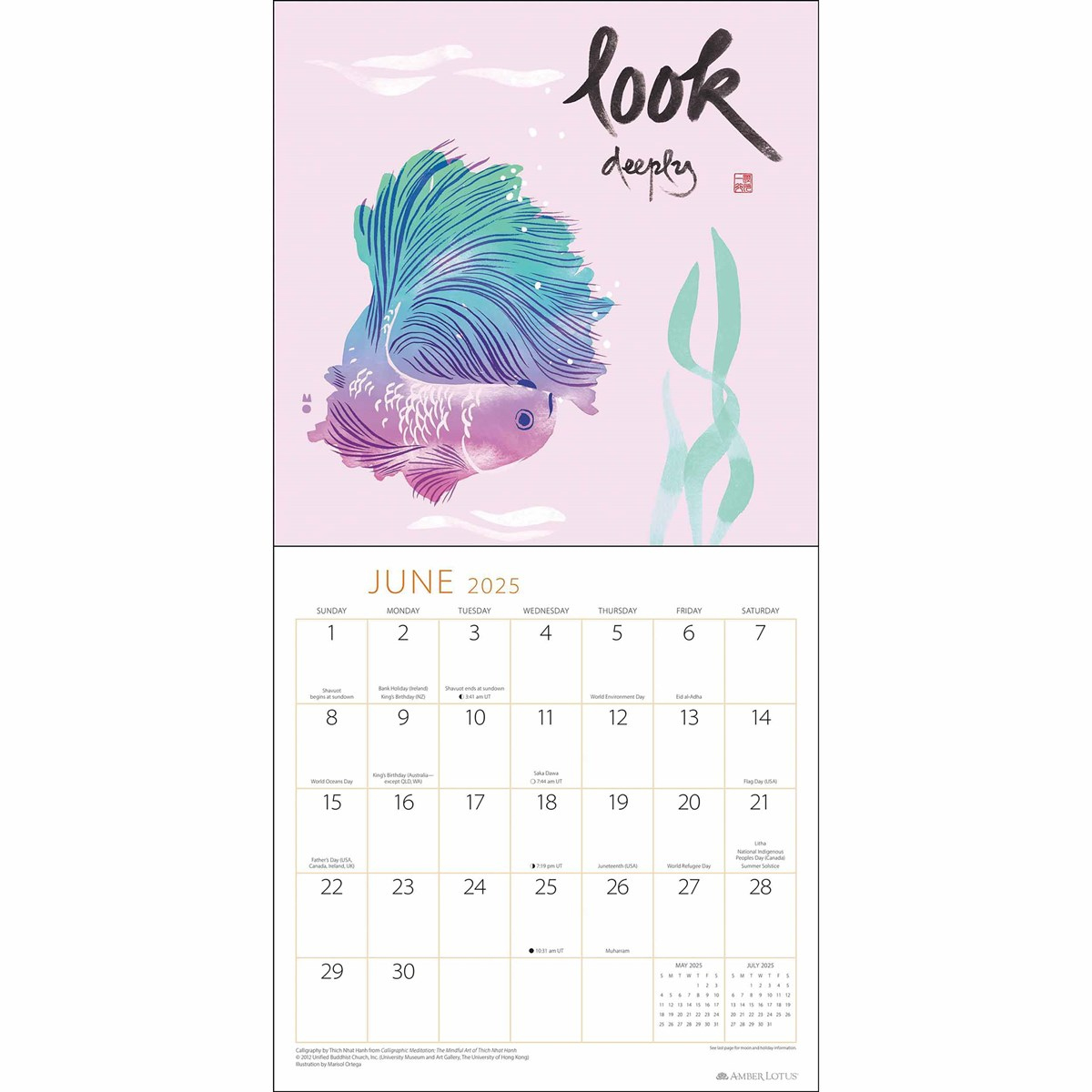 Thich Nhat Hanh, Touching Peace Calendar 2025 in Tranquility 2025 Calendar Printable