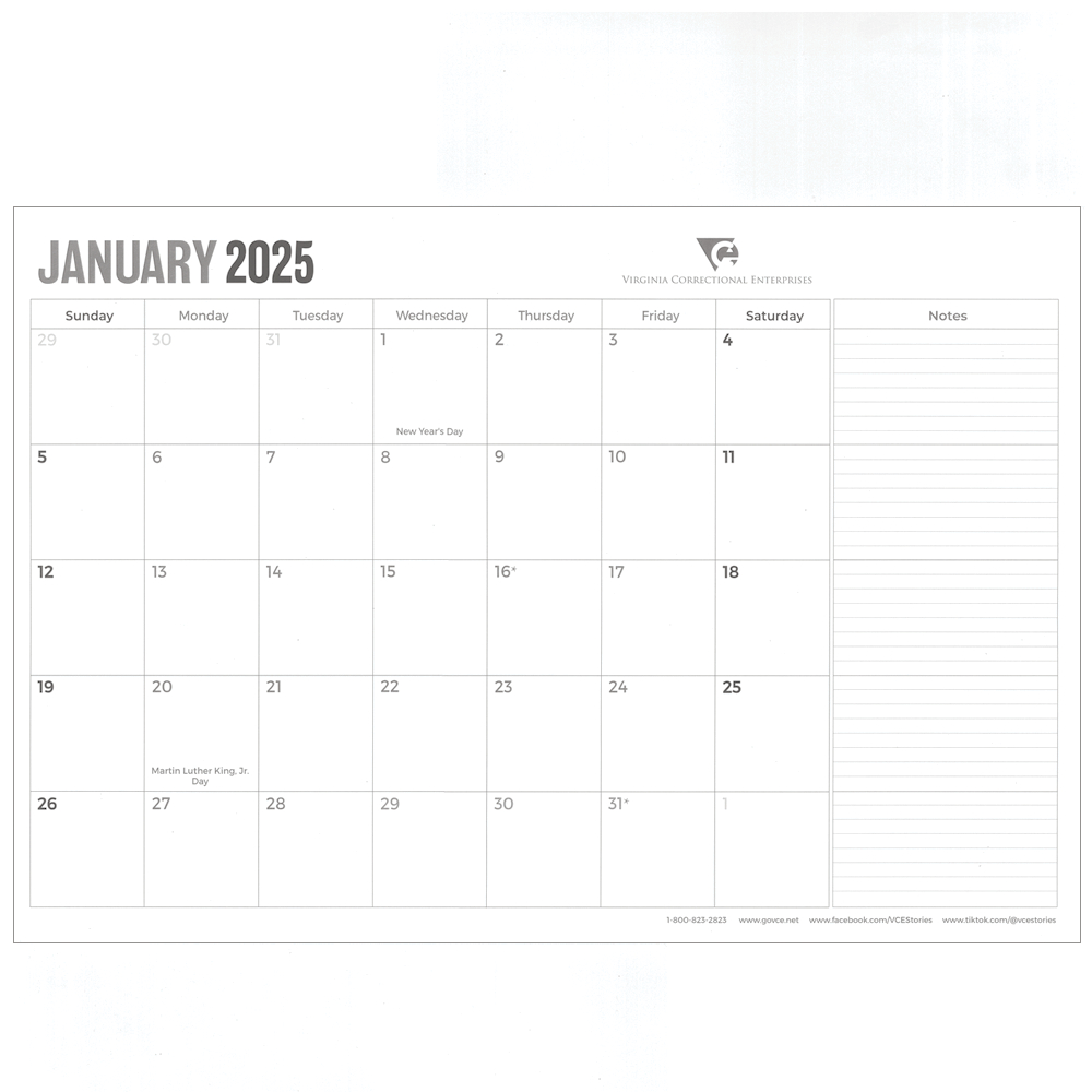 Title Desktop Calendar | Virginia Correctional Enterprises pertaining to Virginia 2025 Calendar Printable