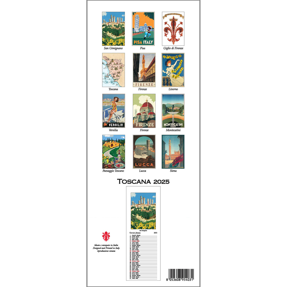 Toscana Slim Wall Calendar 2025 pertaining to Tuscany 2025 Calendar Printable