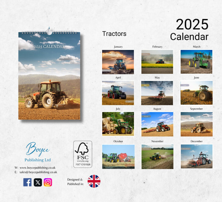 Tractors 2025 Calendar Printable