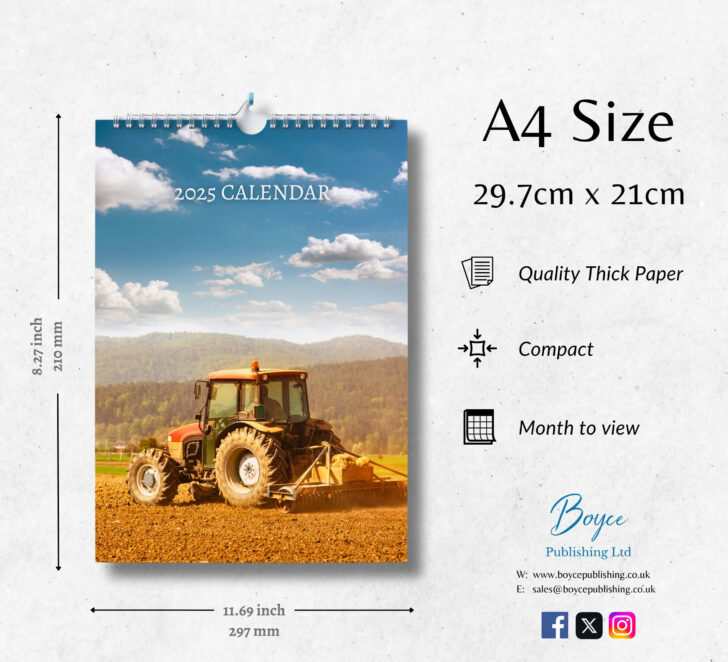 Tractors Slim 2025 Calendar Printable