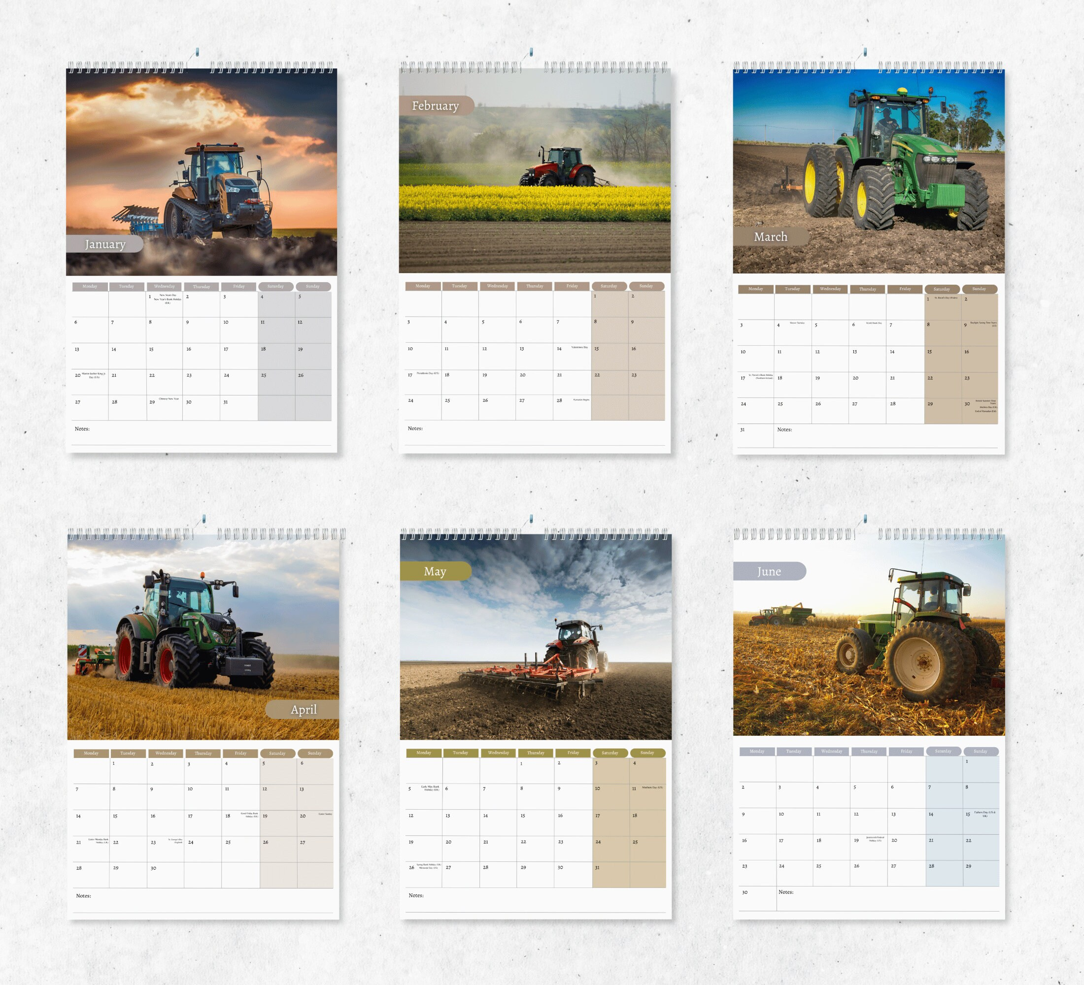 Tractors Calendar 2025: Monthly Wall Calendar With Notes, Hanging within Tractors Slim 2025 Calendar Printable
