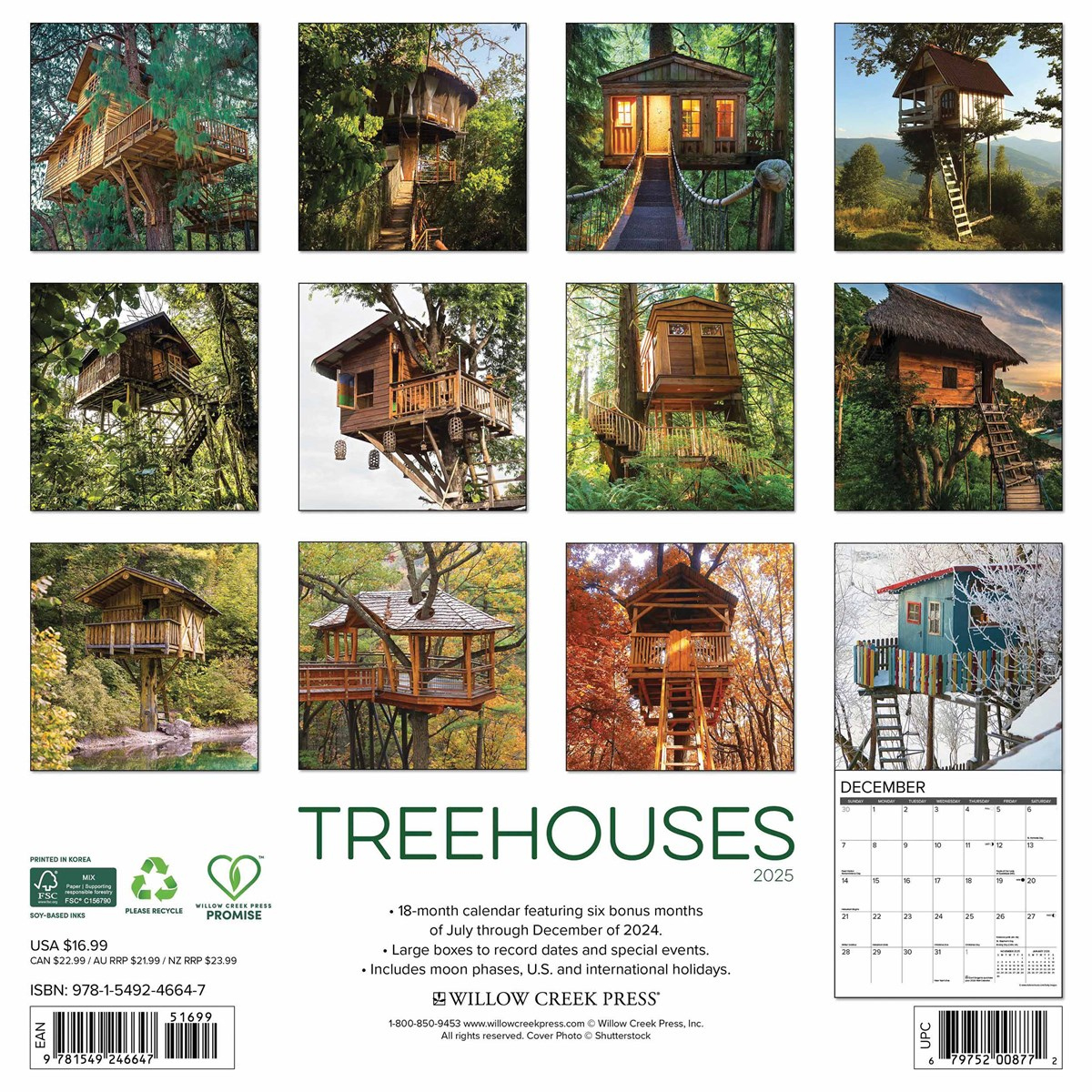 Treehouses Calendar 2025 in Treehouses 2025 Calendar Printable