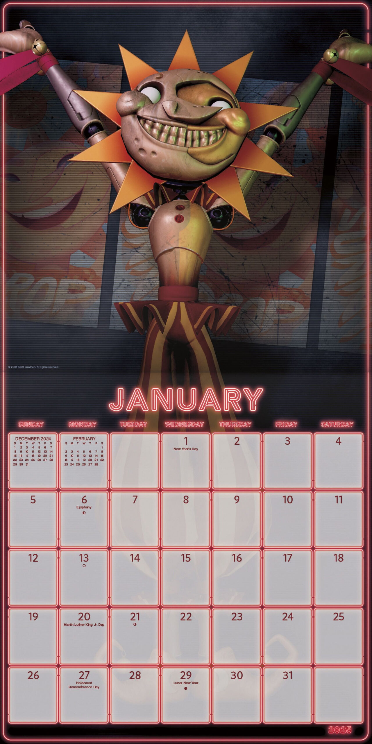Trends International 2025 Five Nights At Freddy&amp;#039;S Wall Calendar inside Five Nights At Freddys 2025 Calendar Printable