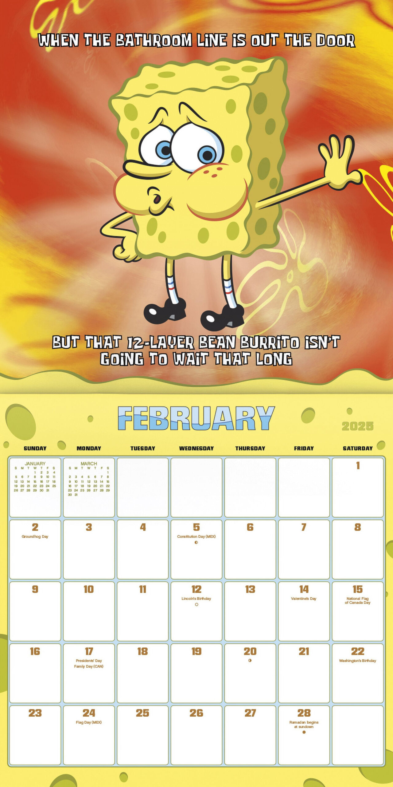Trends International 2025 Nickelodeon Spongebob Squarepants Wall Calendar intended for Spongebob Squarepants 2025 Calendar Printable