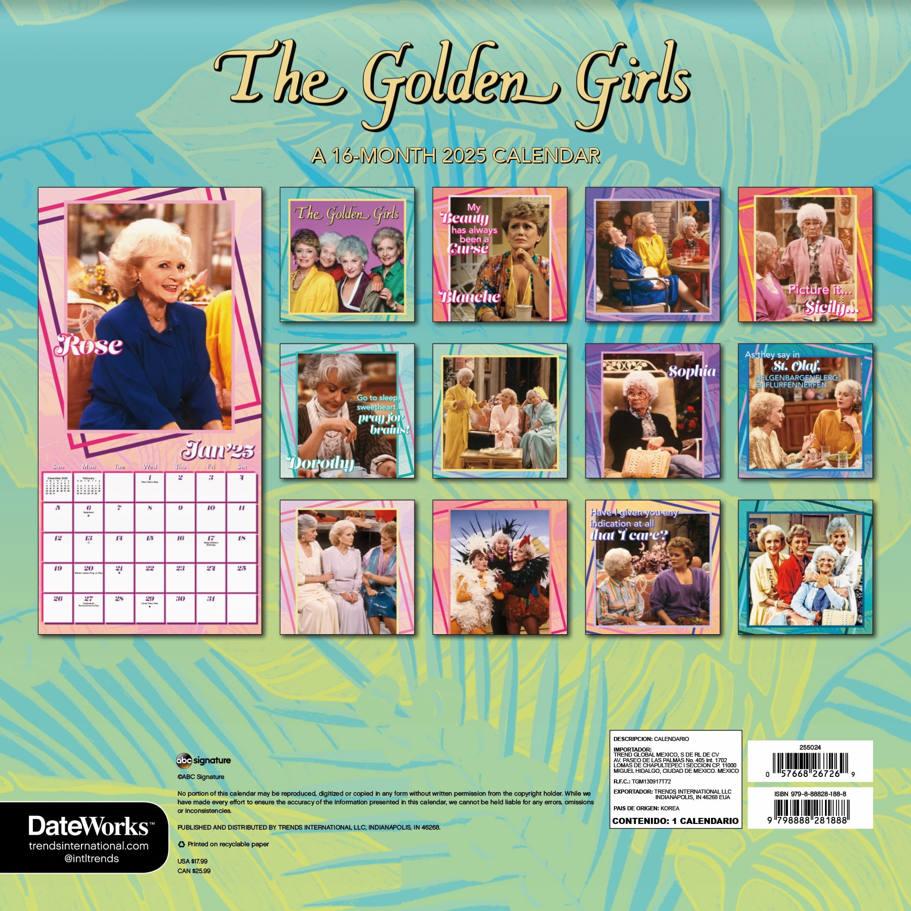 Trends International 2025 The Golden Girls Wall Calendar - Walmart with regard to Golden Girls Exclusive With Bonus Print 2025 Calendar Printable