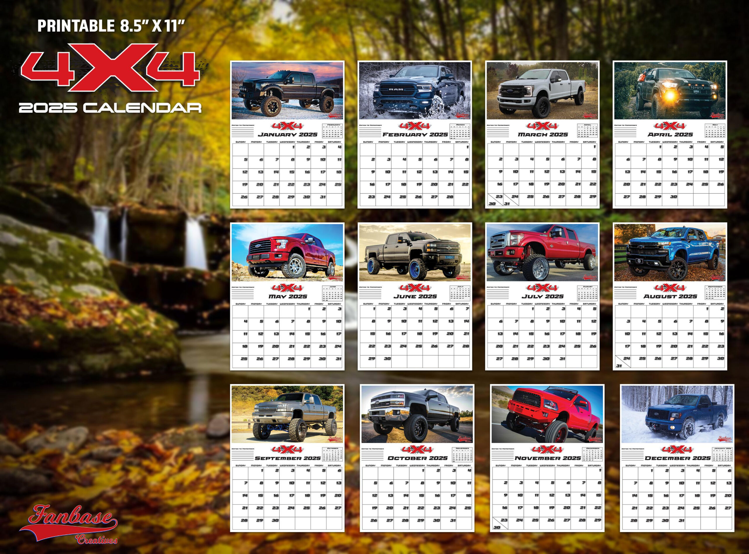 Truck Calendar 2025 - Etsy in Truckin Along Special Edition 2025 Calendar Printable
