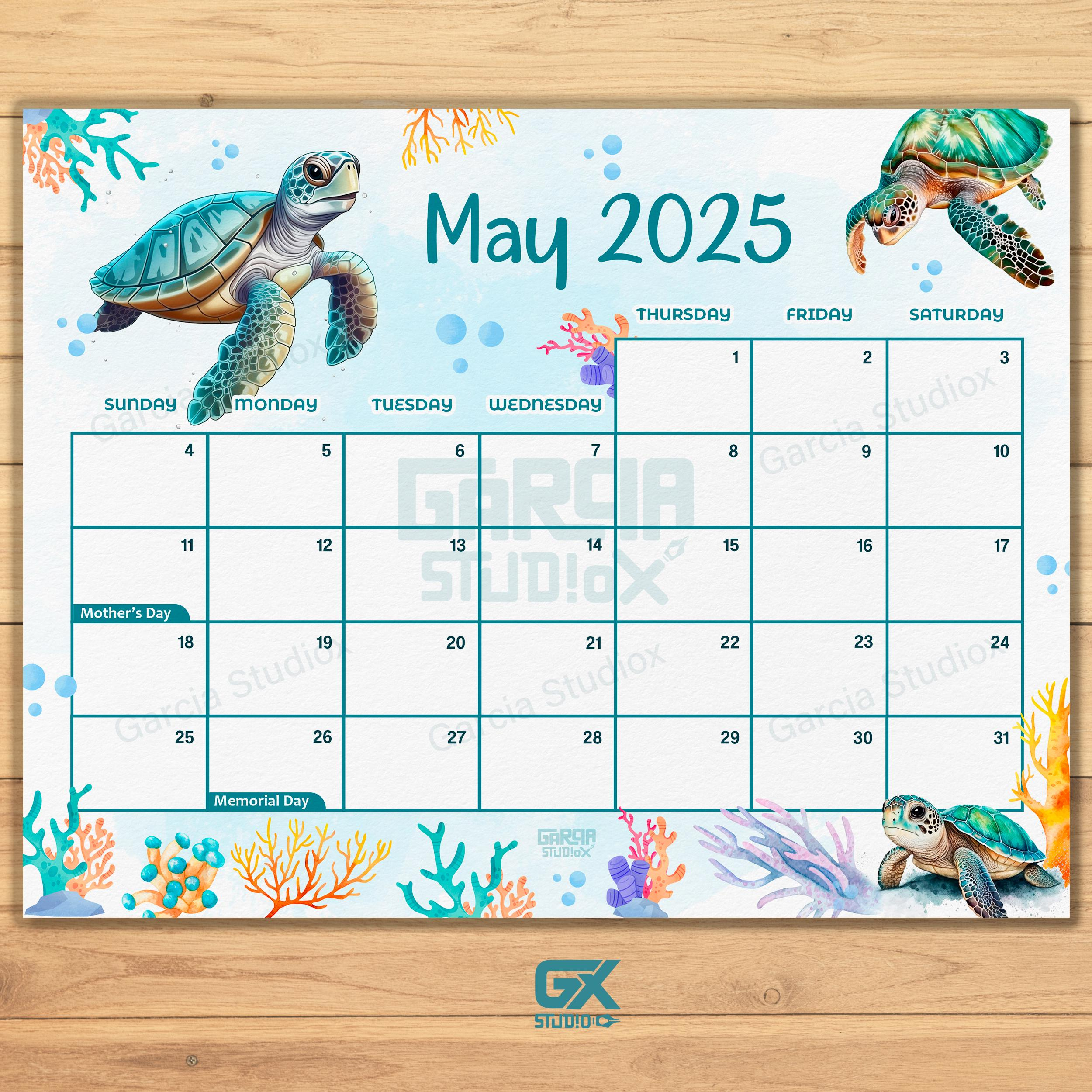 Turtle Calendar - Etsy for Hawaiian Sea Turtles 2025 Calendar Printable