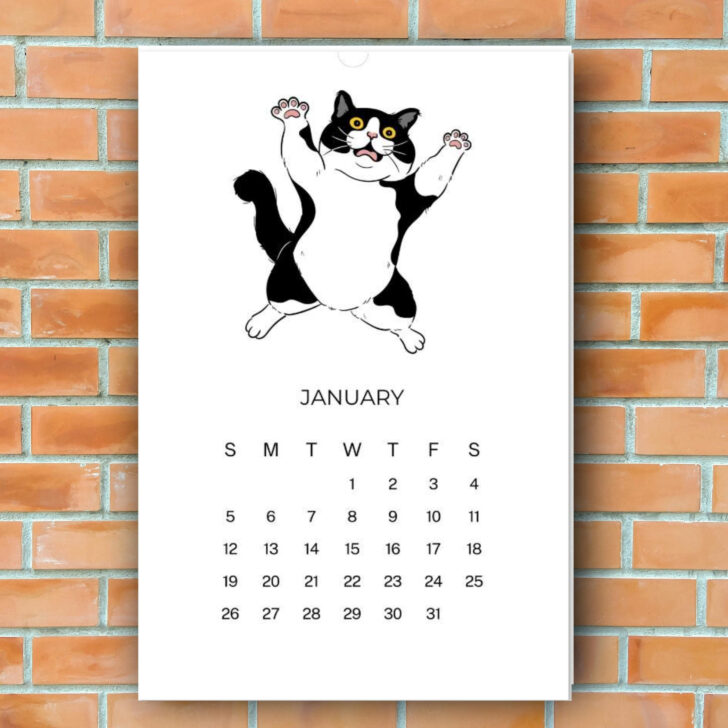 Tuxedo Cats 2025 Calendar  Printable