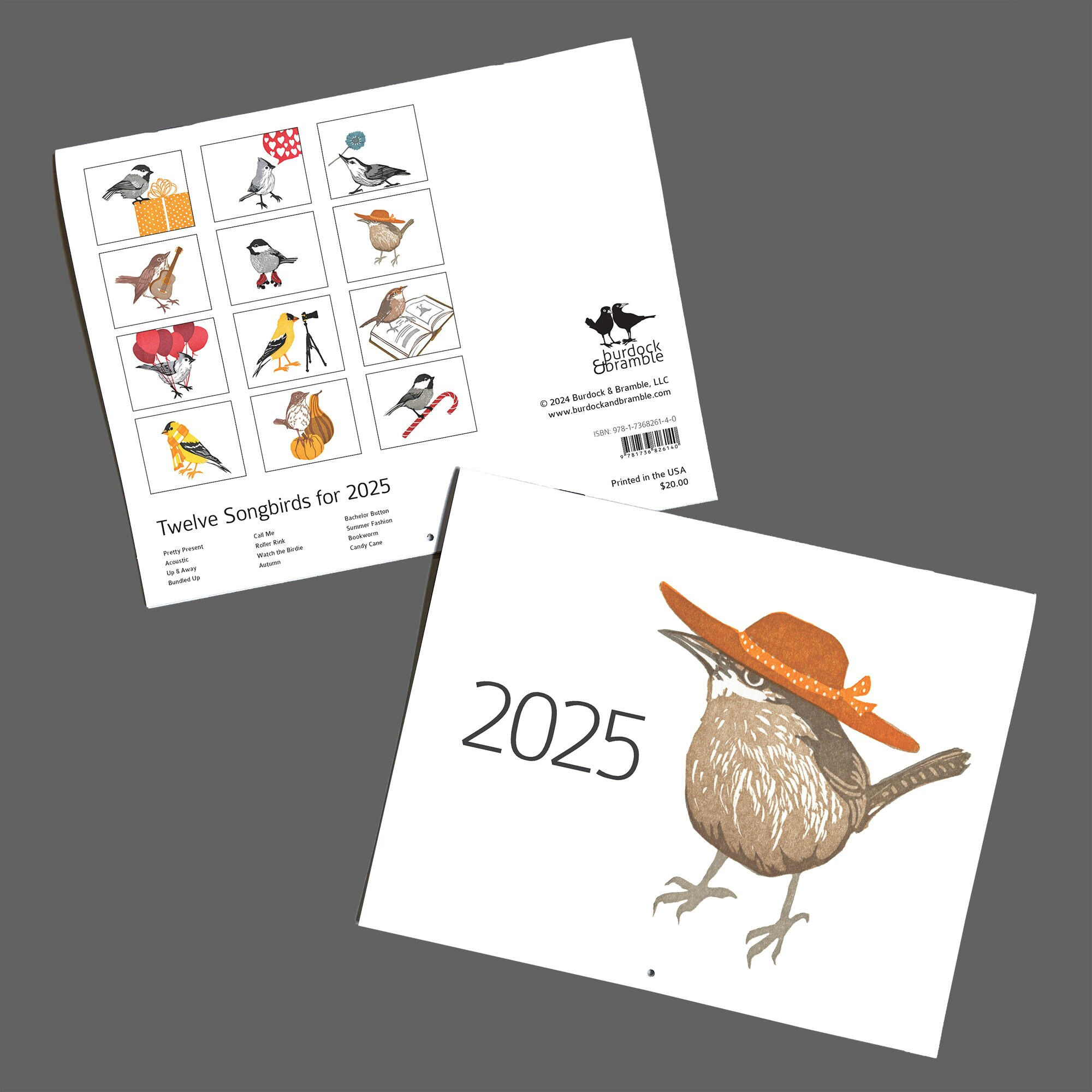 Twelve Songbirds For 2025—12 Month 8X10 Wall Calendar—Burdock intended for Songbirds 2025 Calendar Printable