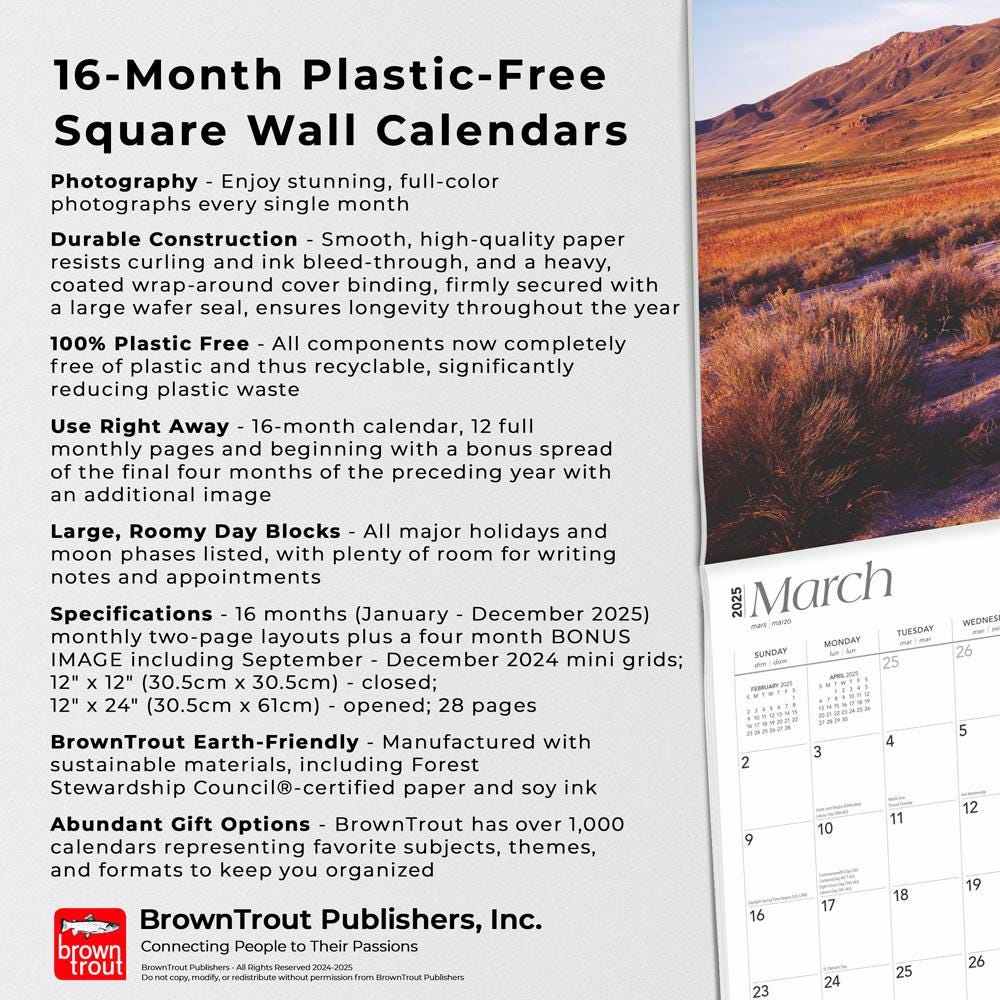 Utah Wild &amp;amp; Scenic | 2025 12 X 24 Inch Monthly Square Wall throughout Utah Wild and Scenic 2025 Calendar Printable