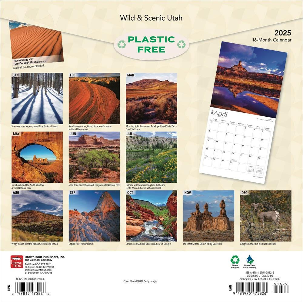 Utah Wild &amp;amp; Scenic | 2025 12 X 24 Inch Monthly Square Wall with Utah Wild And Scenic 2025 Calendar Printable