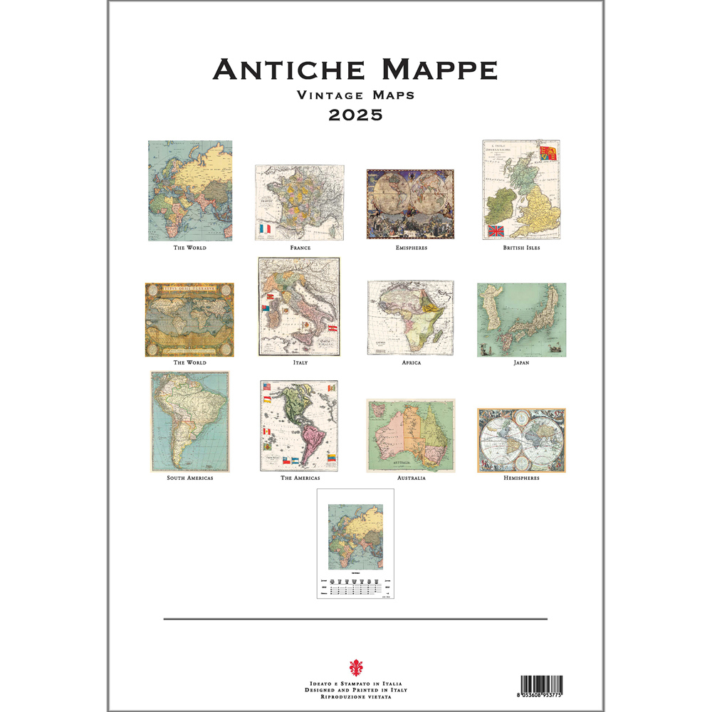 Vintage Antique Maps Large Wall Calendar 2025 pertaining to Antique Maps 2025 Calendar Printable