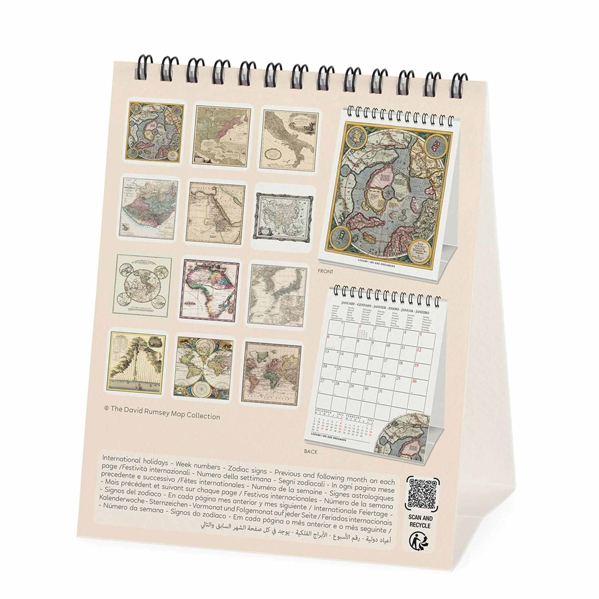 Vintage Maps Easel Desk Calendar 2025 in Antique Maps 2025 Calendar Printable