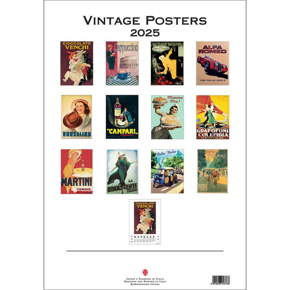 Vintage Posters Large Wall Calendar 2025 regarding Vintage Travel Posters 2025 Calendar Printable