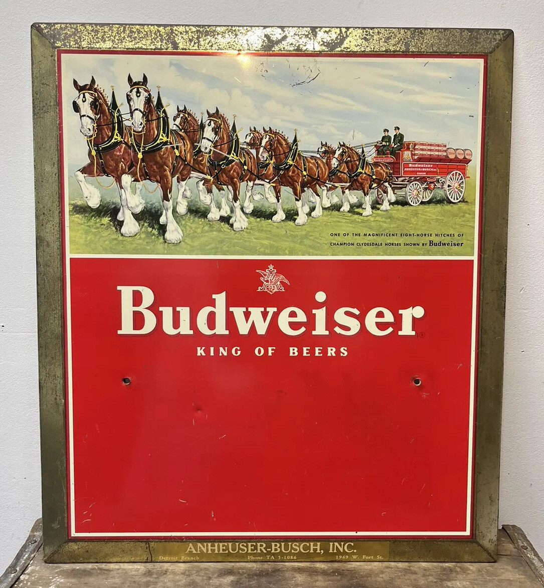 Vtg 50&amp;#039;S Budweiser Beer Clydesdale Horses Advertising Beer Sign 17” Toc Calendar pertaining to Clydesdales Horses 2025 Calendar Printable