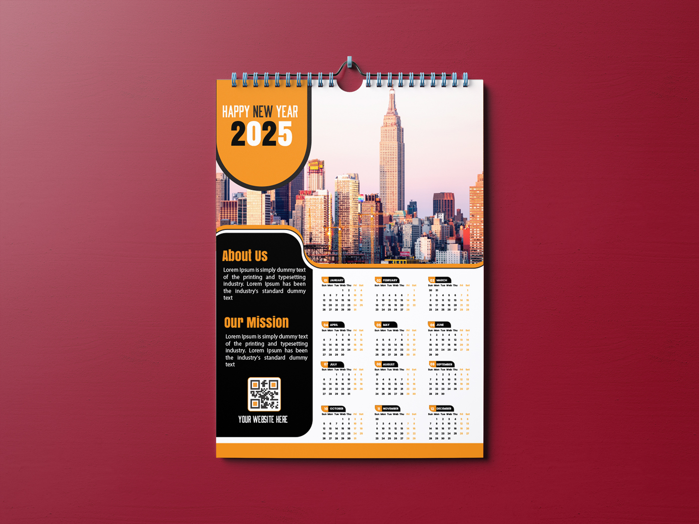 Wall Calendar Design 2025 :: Behance intended for City Skylines 2025 Calendar Printable