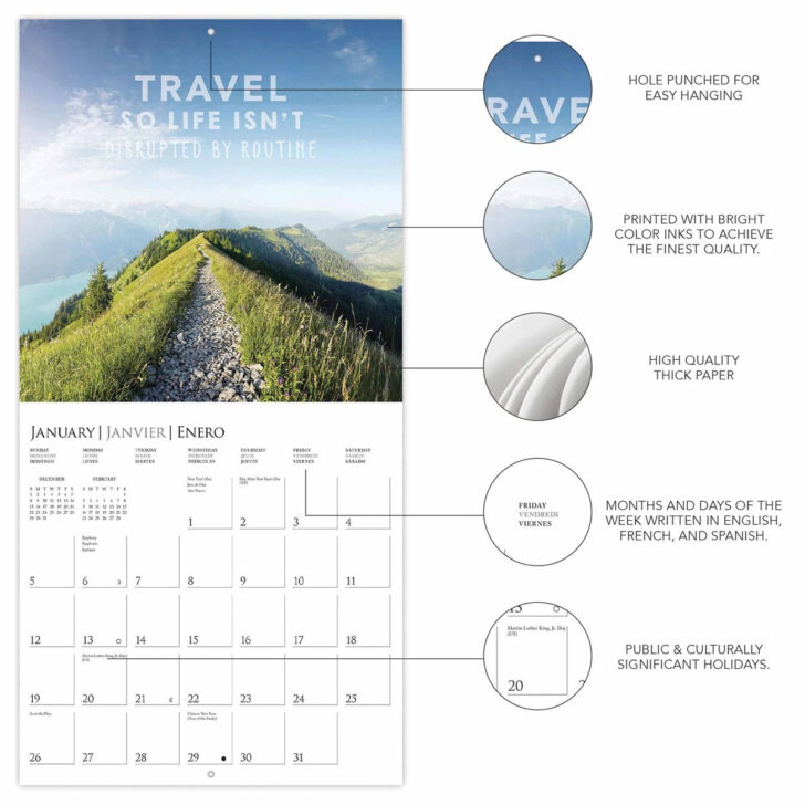 Wanderlust 2025 Calendar Printable