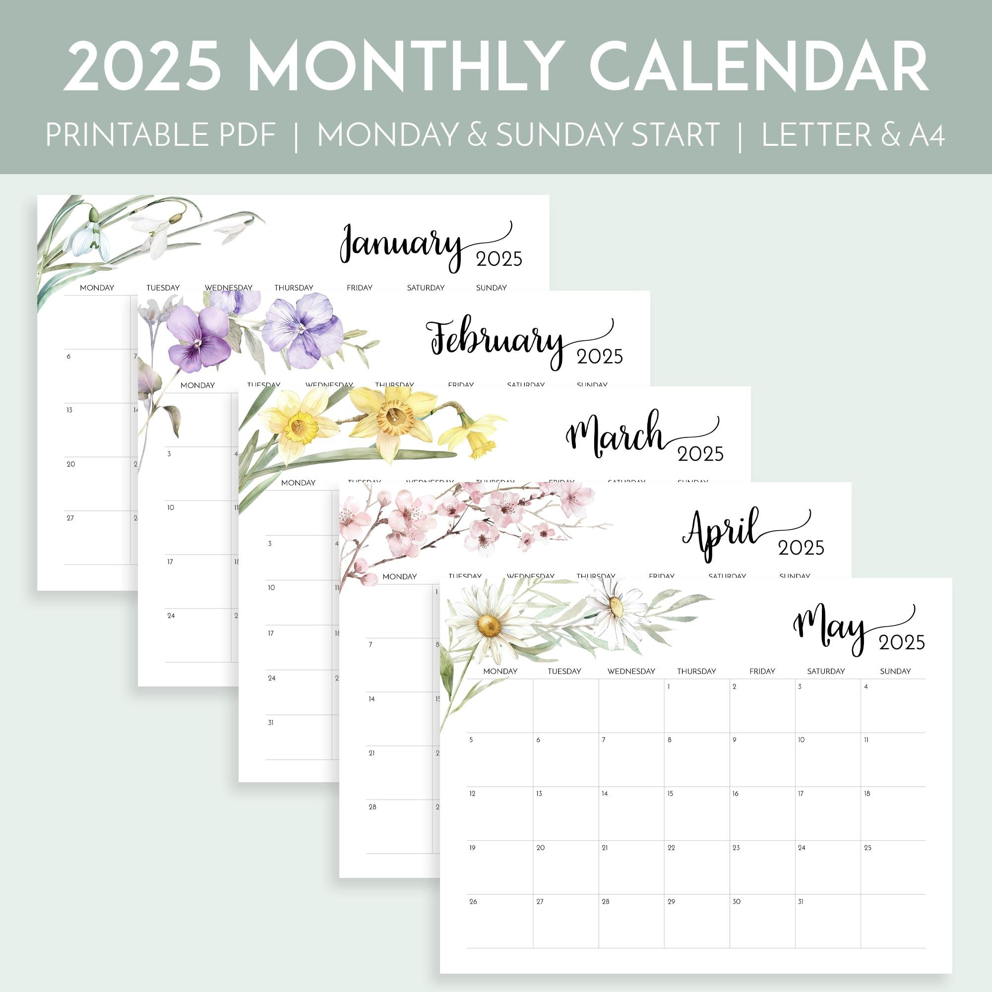 Watercolor Calendar 2025 - Etsy Australia with Watercolors By Judy Buswell 2025 Calendar Printable