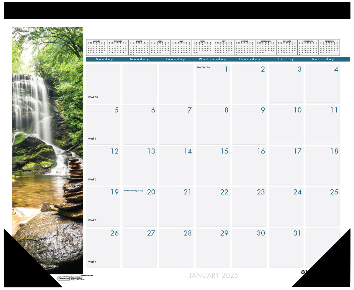Waterfalls Desk Pad Calendar 22X17 | House Of Doolittle with Waterfalls 2025 Calendar Printable