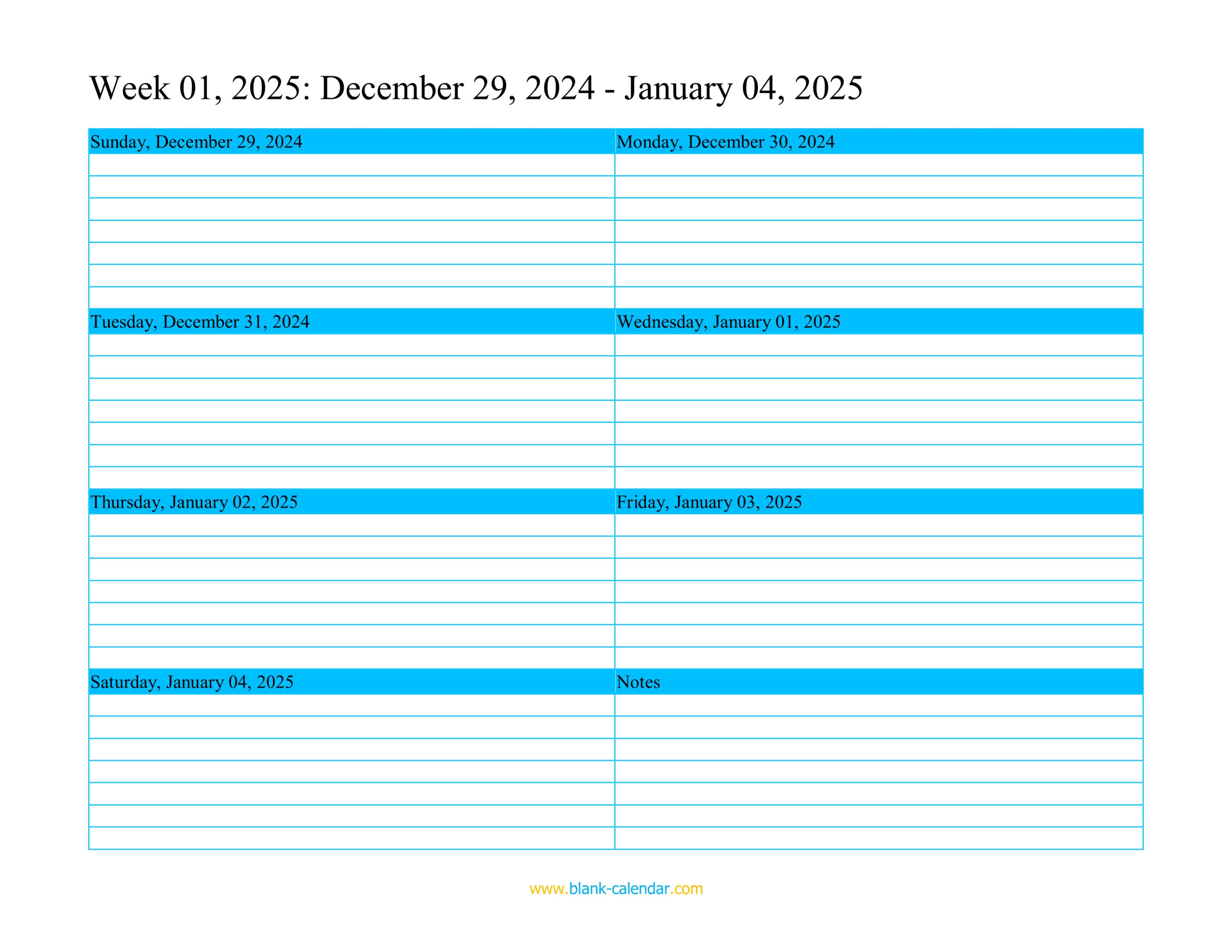 Weekly Calendar 2025 (Word, Excel, Pdf) intended for Just Labs 2025 Calendar Printable