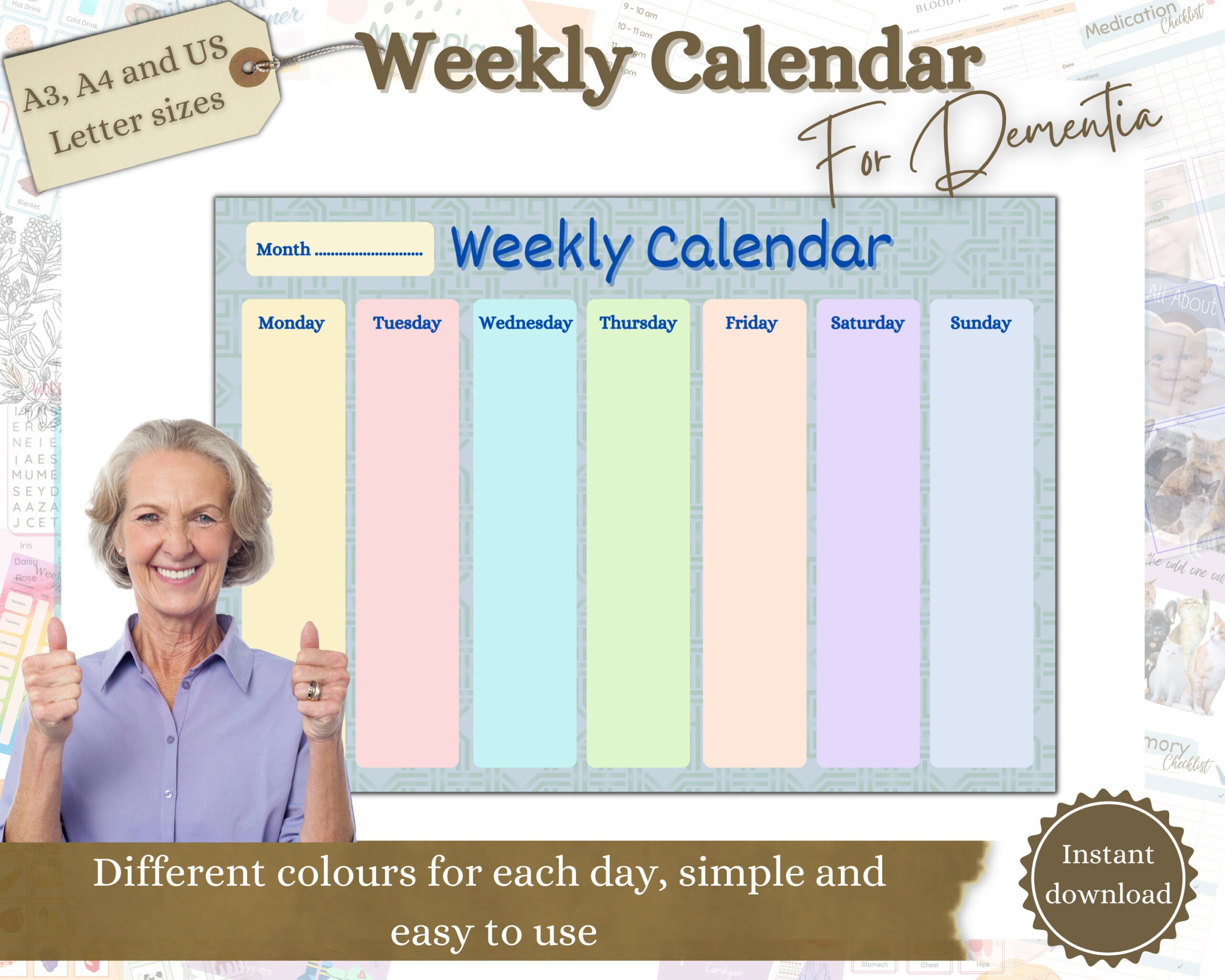 Weekly Calendar For Dementia, Printable Dementia Aid, Alzheimer&amp;#039;S inside Unforgettable Senior Moments 2025 Calendar Printable