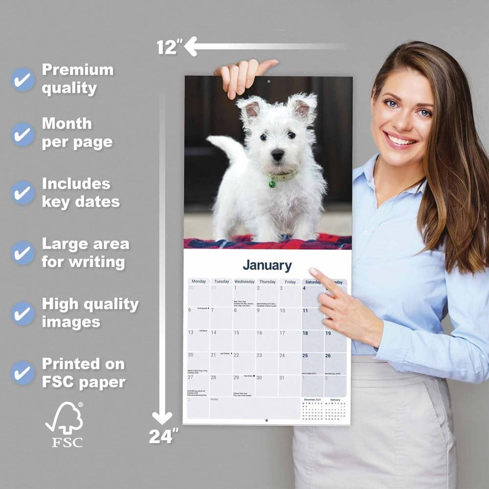 West Highland White Terrier Calendar 2025 | Wall Calendar inside West Highland White Terrier Puppies 2025 Calendar Printable