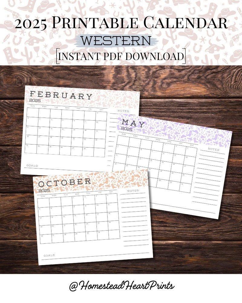 Western Calendar - Etsy in Great Northwest 2025 Calendar Printable