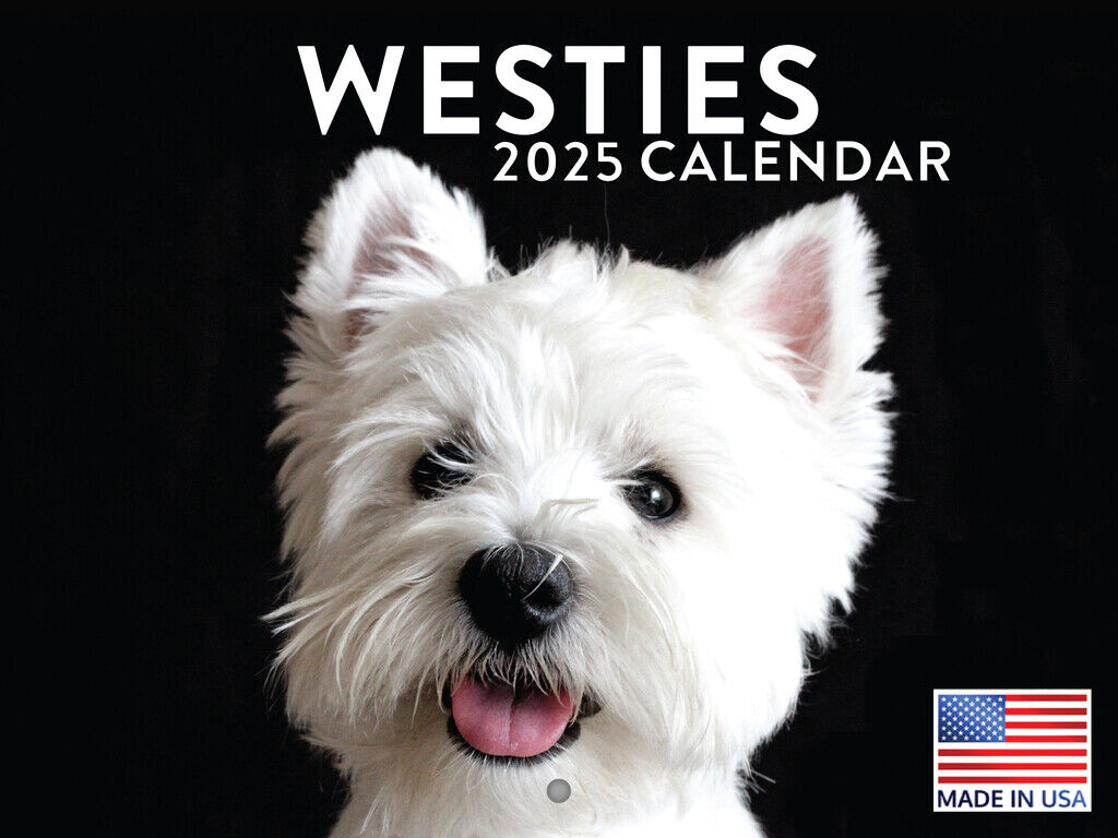 Westie West Highland Terrier Dog Breed Gifts 2025 Wall Calendar in West Highland White Terrier Puppies 2025 Calendar Printable