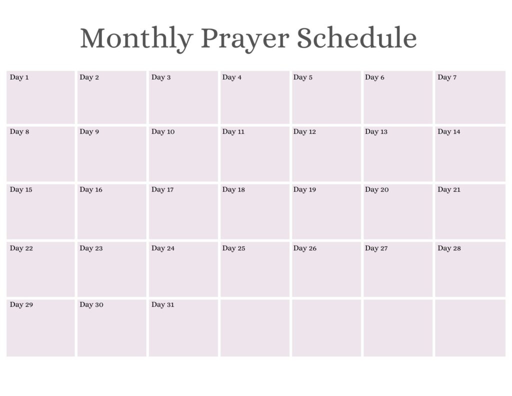 What To Pray - Printable Monthly Prayer Calendars with Prayer For Every Day 2025 Calendar Printable