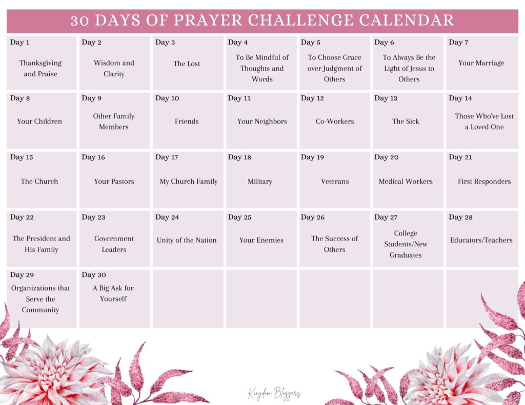 What To Pray - Printable Monthly Prayer Calendars with regard to Prayer For Every Day 2025 Calendar Printable