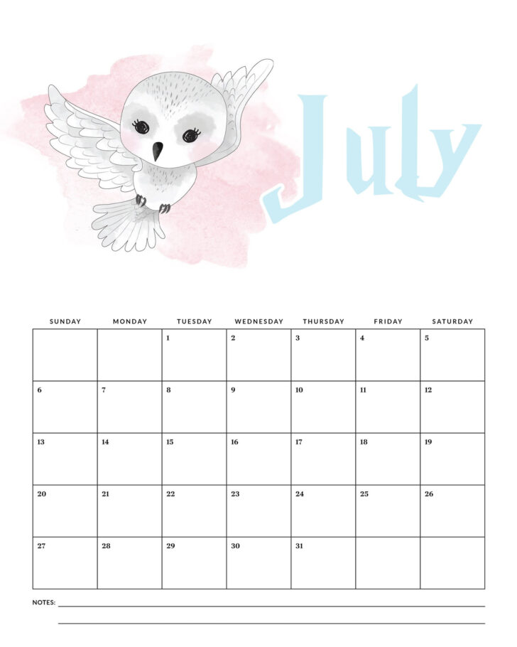 Magic Owls 2025 Calendar Printable