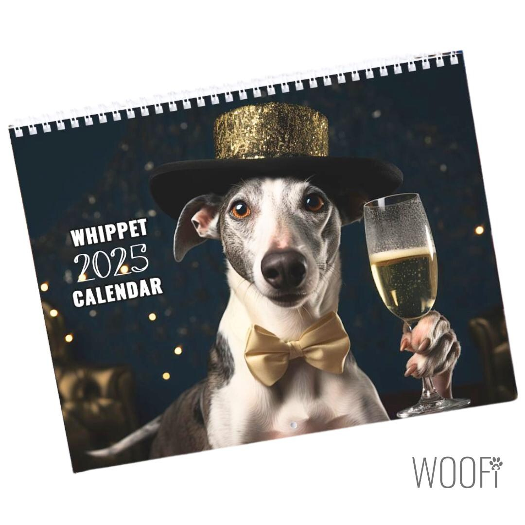 Whippet Calendar 2025, Whippet Wall Calendar Gift, 12 Month for Whippets 2025 Calendar Printable