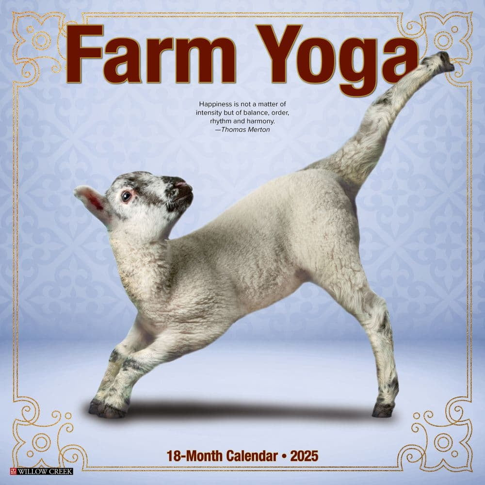 Willow Creek Press, Farm Yoga 2025 Wall Calendar with Pig Pilates 2025 Calendar Printable