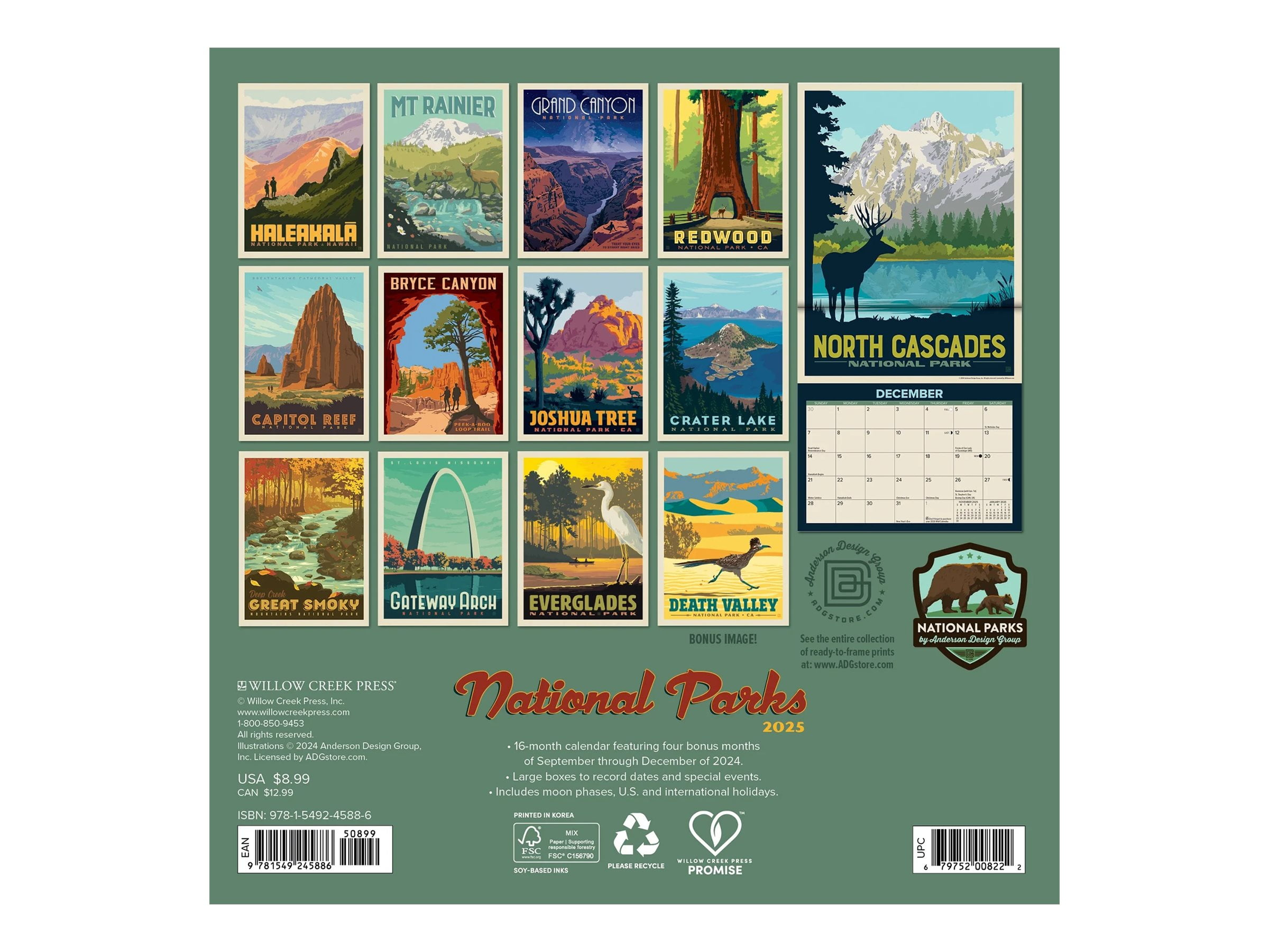 Willow Creek Press, National Parks Adg 2025 Mini Wall Calendar with regard to National Parks Adg 2025 Calendar Printable