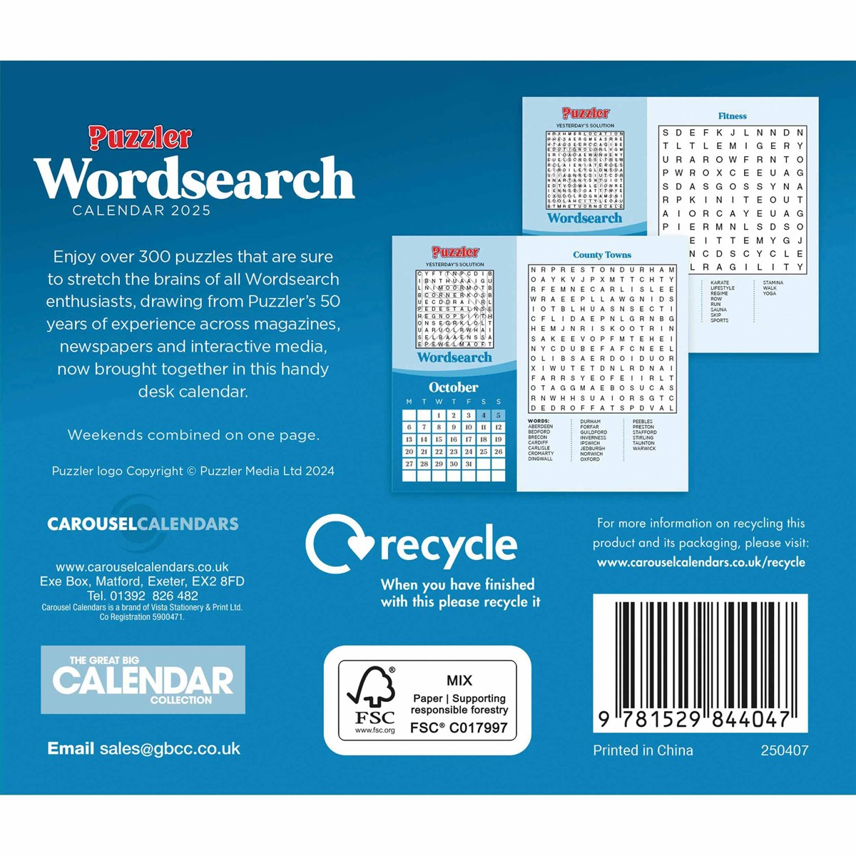 Wordsearch, Puzzler Desk Calendar 2025 with Word Search 2025 Calendar Printable