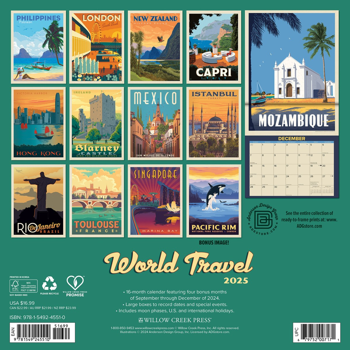 World Travel (Adg) 2025 12&amp;quot; X 12&amp;quot; Wall Calendar (Free Shipping) | Ebay with regard to Wisconsin Travel And Events 2025 Calendar Printable