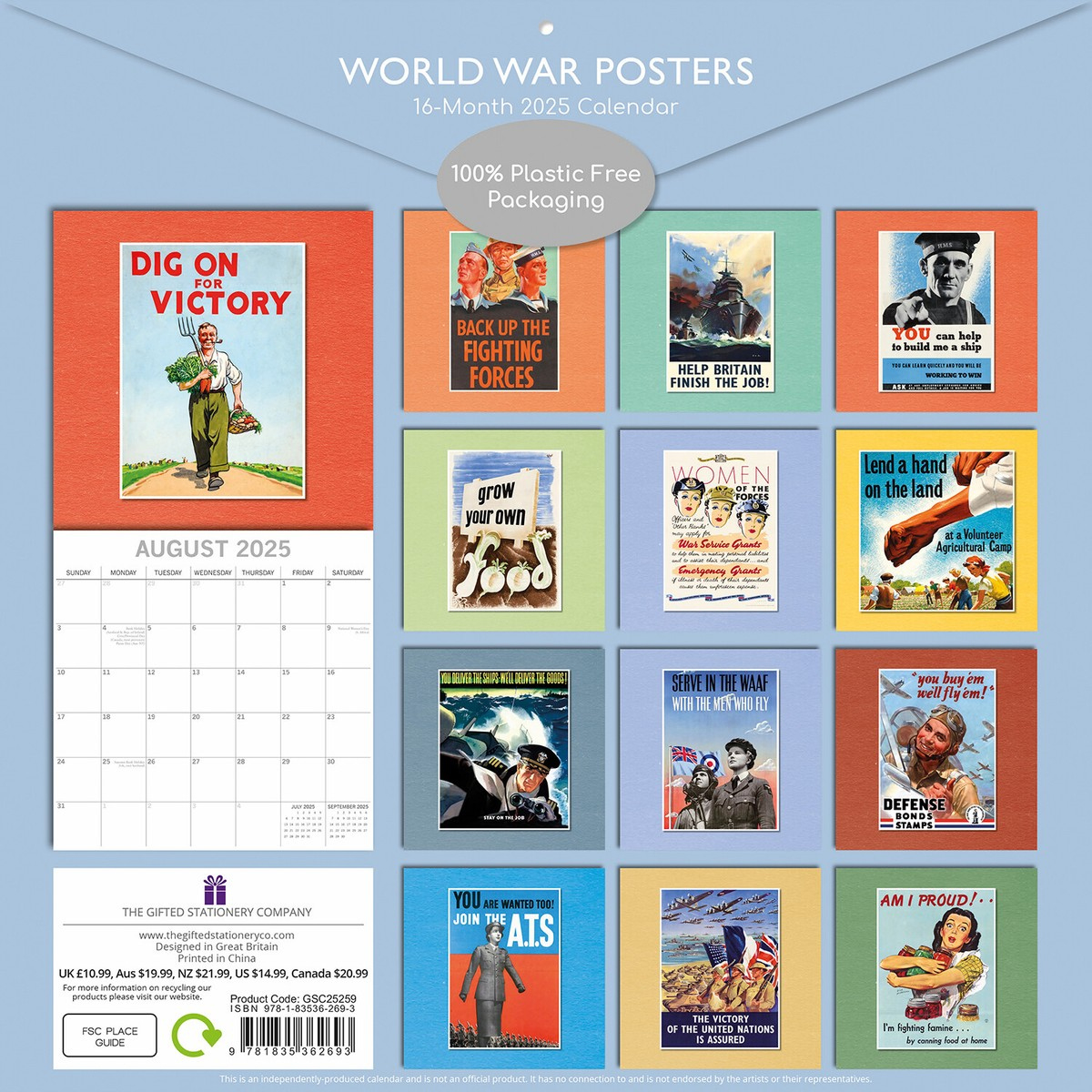World War Posters - 2025 Square Wall Calendar Arts 16 Months throughout World War Ii Deluxe 2025 Calendar Printable