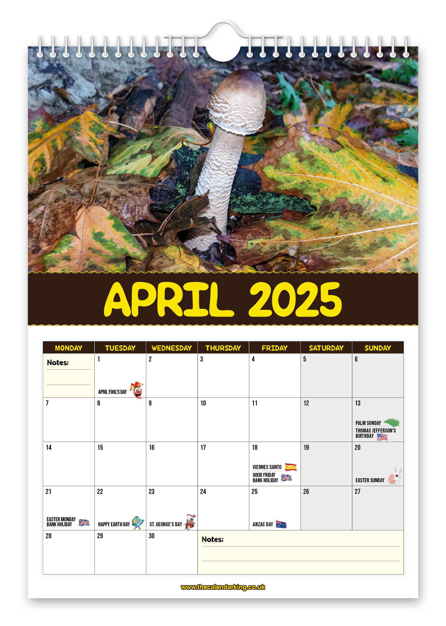 World&amp;#039;S Greatest Mushrooms - 2025 Wall Calendar - The Calendar King with Mushroom Poster 2025 Calendar Printable
