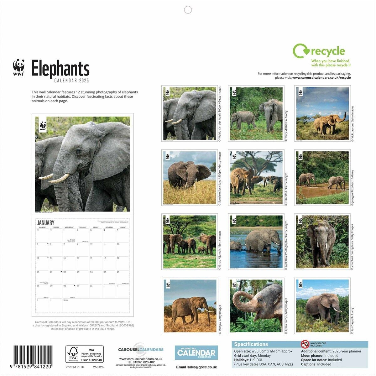 Wwf, Elephants Calendar 2025 - Animal - Month To View in Elephants WWF 2025 Calendar Printable